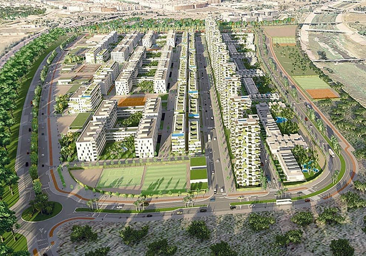 Recreación del nuevo barrio de Palmas Altas que urbanizará Metrovacesa
