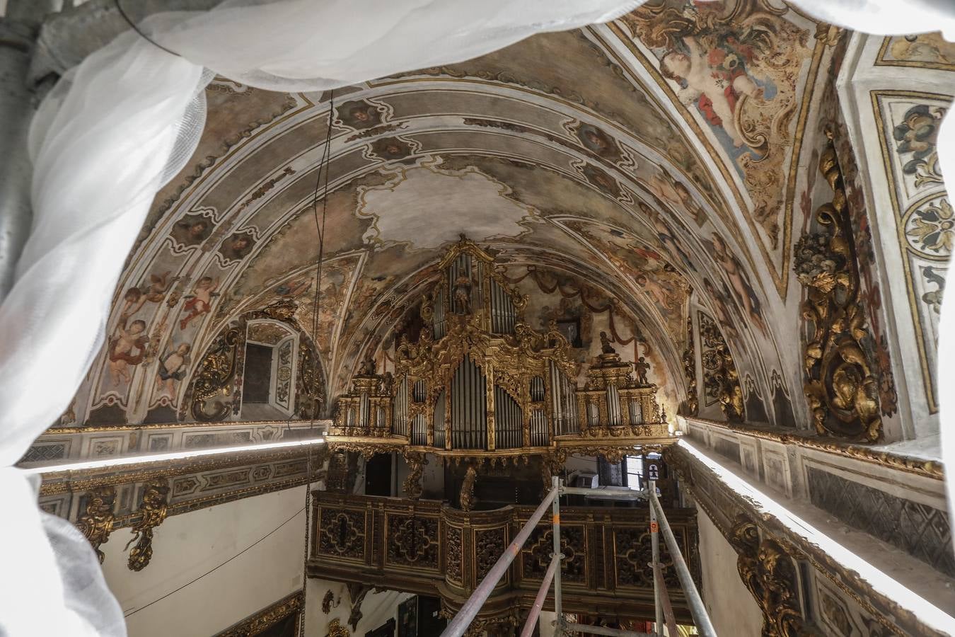 Visita a la nueva fase de restauración de las pinturas murales de la capillita de San José