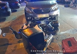 Hospitalizado grave en Sevilla un repartidor de comida a domicilio al sufrir un accidente en los Bermejales