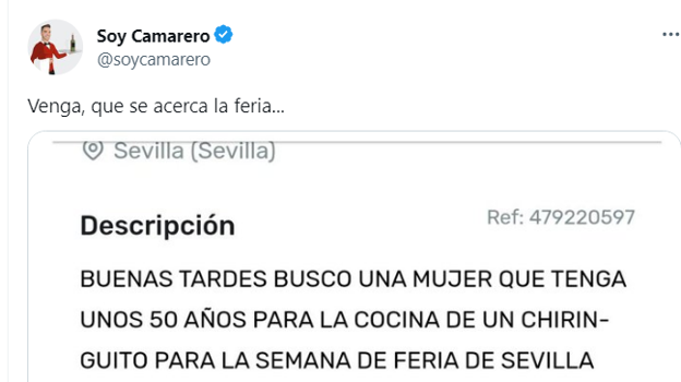 La oferta de trabajo para la Feria de Abril de Sevilla 2023 que se hace viral por las horas y el sueldo