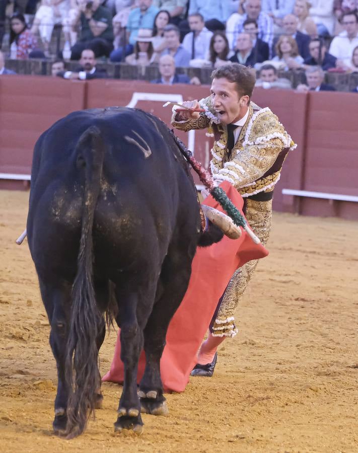 Calerito, en la corrida del dieciséis de abril de 2023 en la Plaza de Toros de Sevilla 