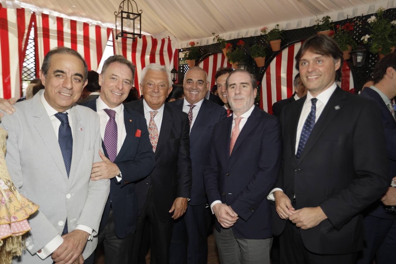 Recepción del Banco Santander, este domingo en el real de la Feria