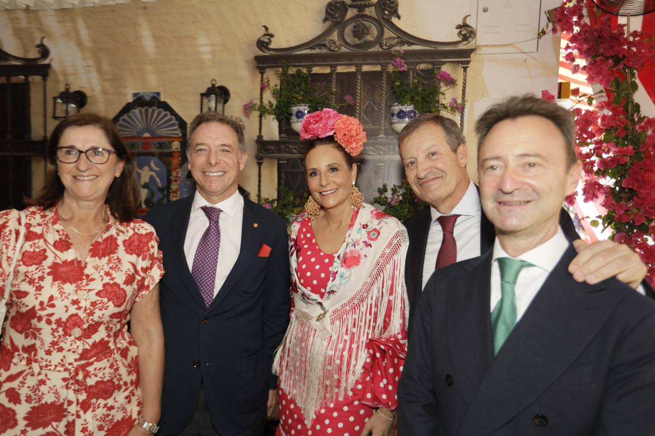 Recepción del Banco Santander, este domingo en el real de la Feria