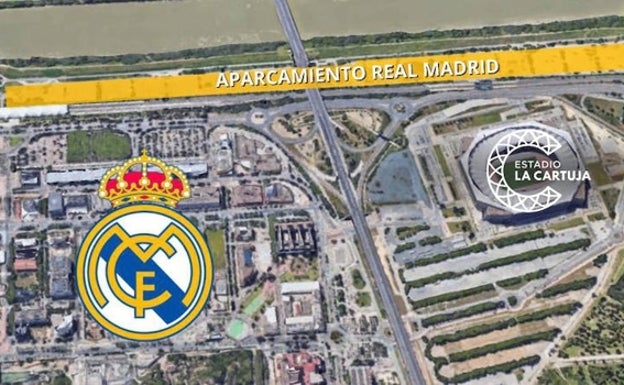Aparcamiento para los aficionados del Real Madrid de cara a la final de la Copa del Rey en Sevilla