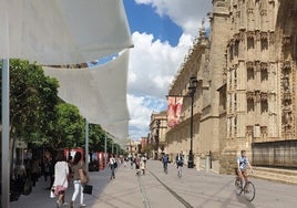 Los toldos de la Avenida de la Constitución de Sevilla que frena Patrimonio los lleva el PP en su programa