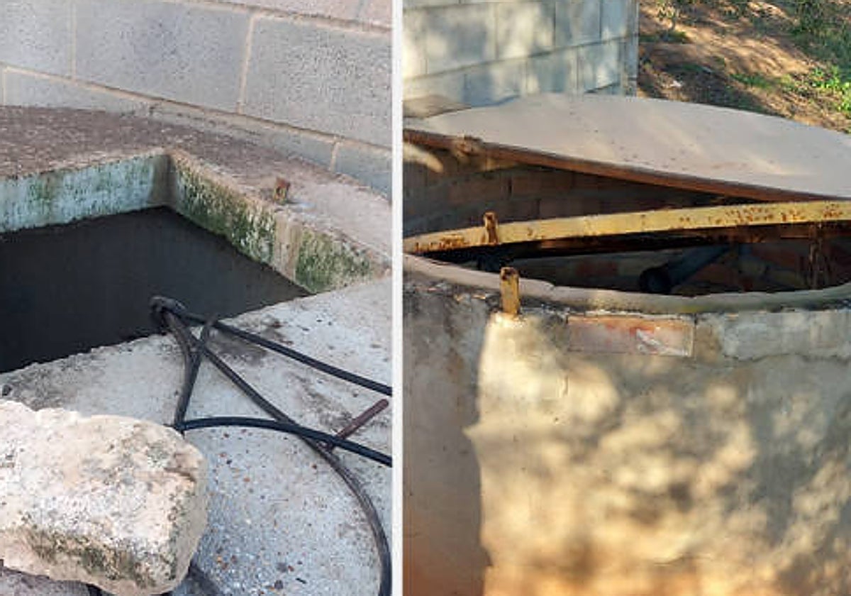 Dos imágenes del intento de robo de bombas de riego y cableado en fincas de Espartinas