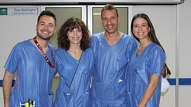 Javier Romero, Paqui Baena, Jorge Romero y Alejandra Villa, parte del equipo de matronas del Hospital Universitario de Valme de Sevilla