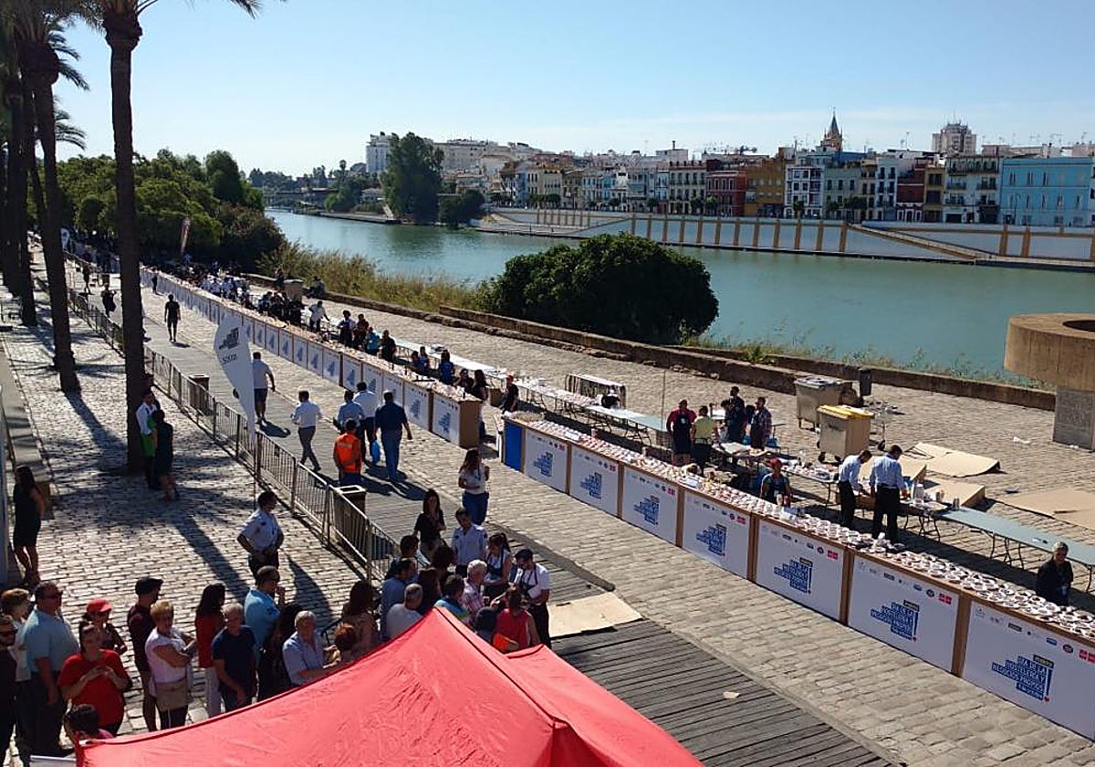 La barra de bar más larga del mundo, récord que se batió en Sevilla