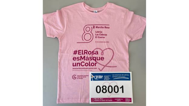 Así es la camiseta y el dorsal de la 8ª Marcha Rosa