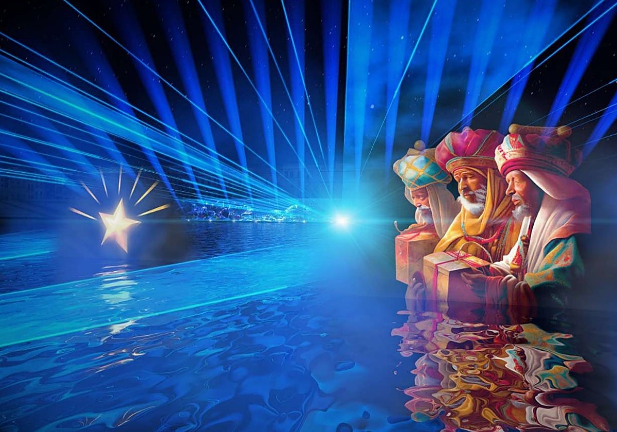 Una de las proyecciones del mapping del río