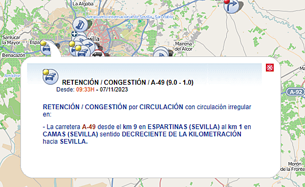 Retenciones en los accesos a Sevilla desde el Aljarafe por un accidente de tráfico
