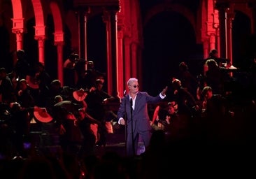 Alejandro Sanz canta el 'Corazón partío' ante un escenario de la Plaza de España de Sevilla en los Grammy Latinos