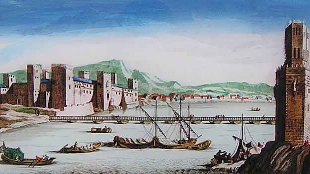 Recreación del Castillo de San Jorge y el Puente de Barcas