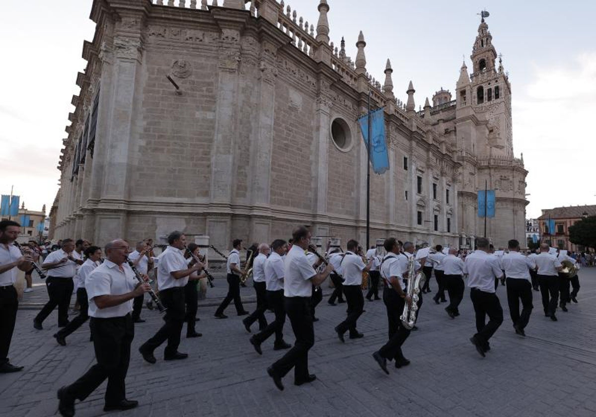 La banda municipal de Sevilla el pasado 14 de agosto de 2023