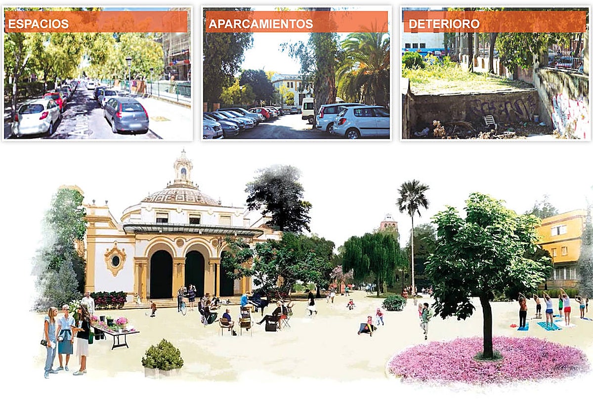 Recreación del proyecto para el Casino junto a las imágenes del estado actual