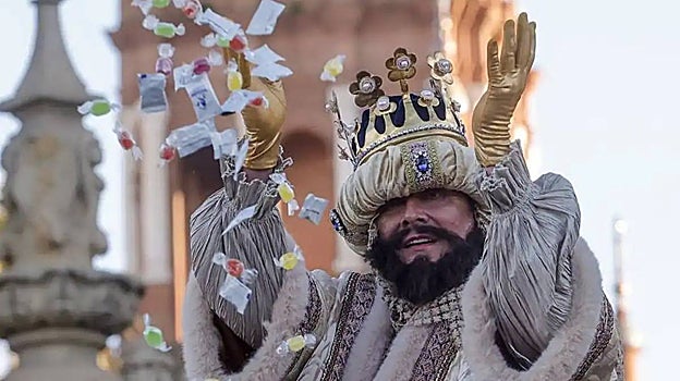 El Rey Gaspar en un instante de la Cabalgata