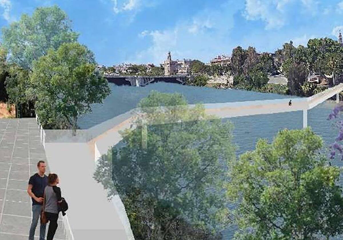 Recreación del proyecto de pasarela presentada por los promotores de Altadis que rechazó Patrimonio