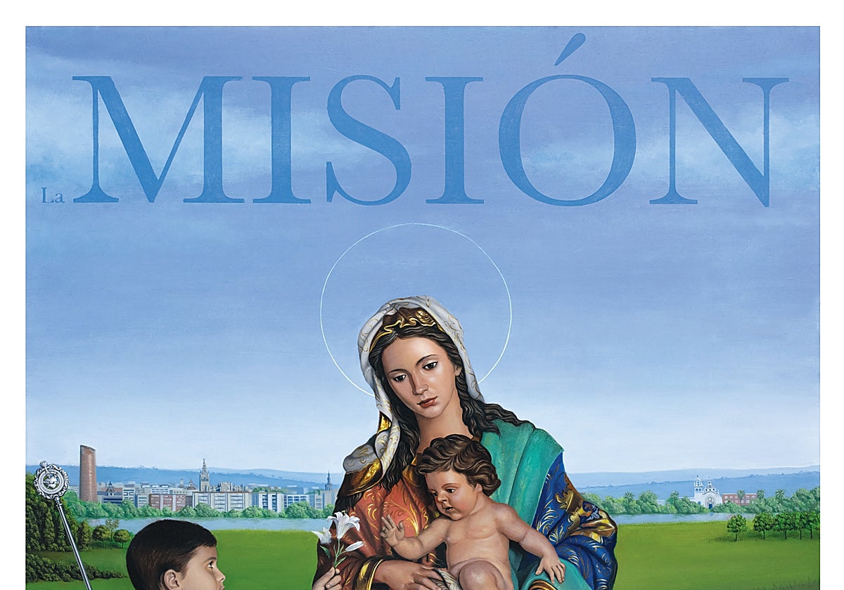 Detalle del cartel del 75 aniversario fundacional de la Misión