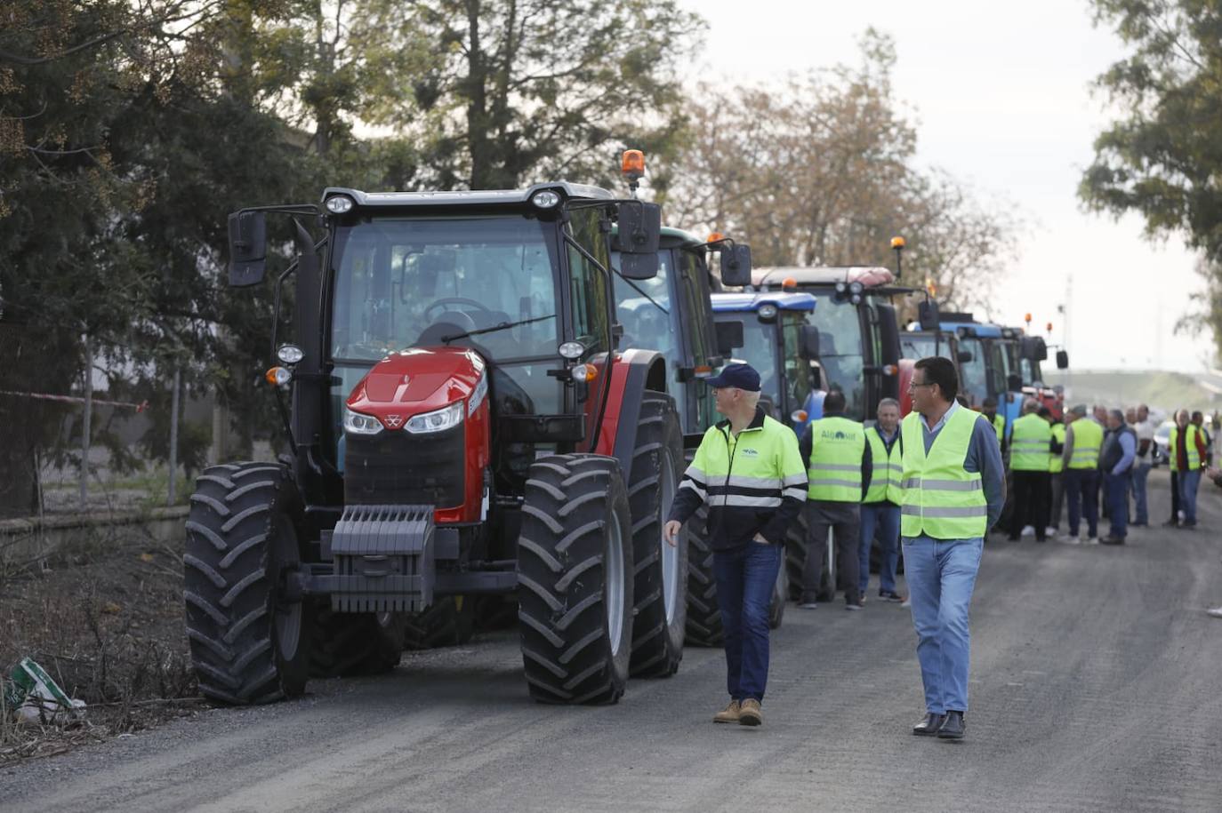Tractorada en la AP-4 a la altura de Los Palacios y Villafranca