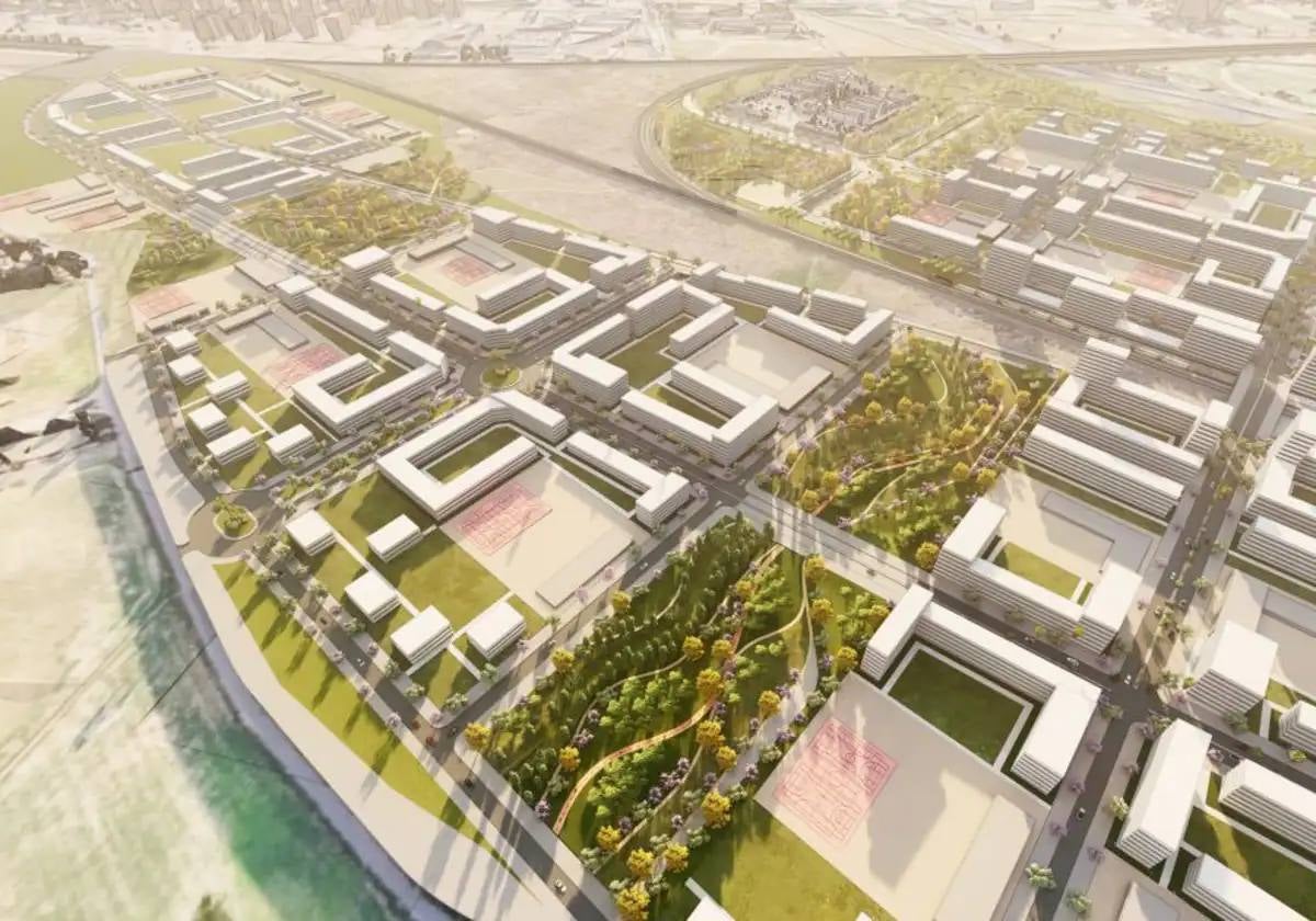 Parte del futuro barrio de Villanueva del Pítamo, en una reproducción