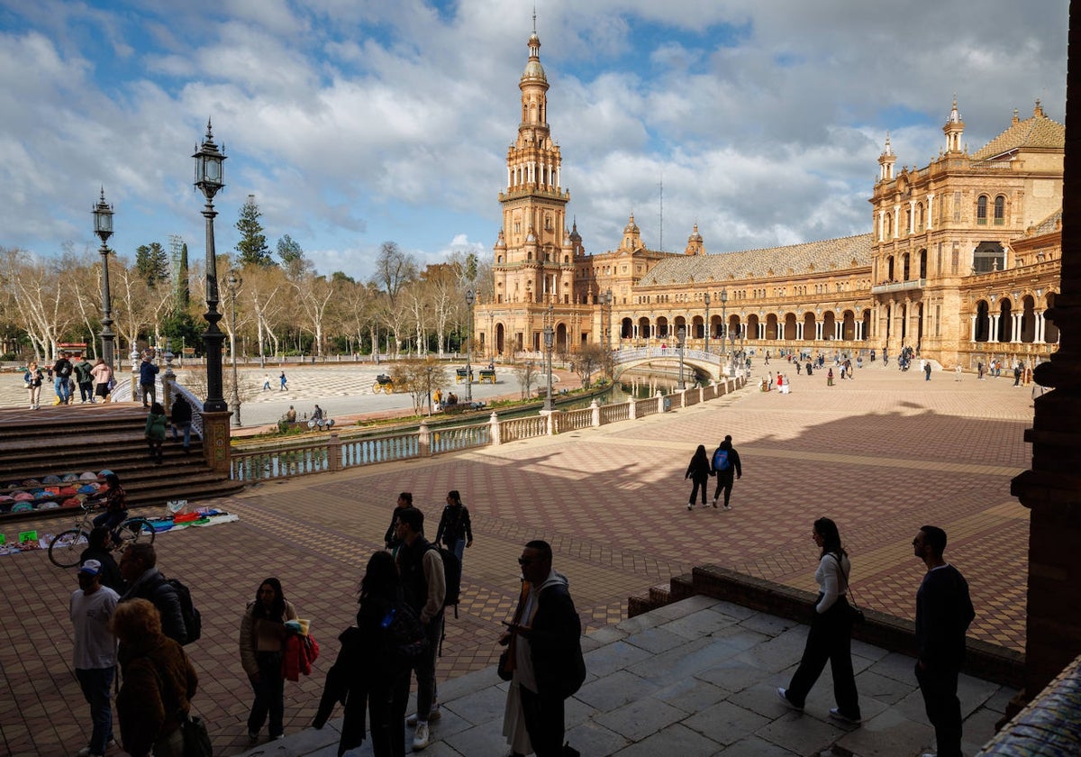 La Plaza de España en una imagen tomada este mismo lunes