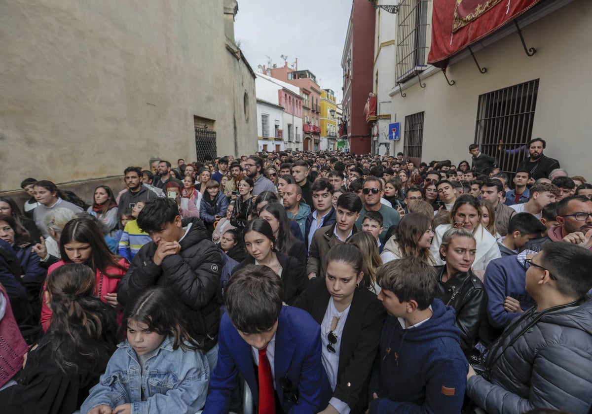 Una de las bullas que se formaron en la salida de la hermandad de San Esteban