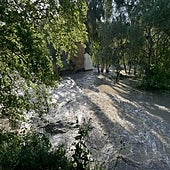 Las copiosas lluvias dejan una imagen inédita de las aguas del río Guadaira a su paso por los molinos