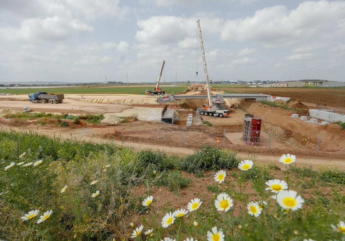 Obras del ramal técnico del tramo norte de la línea 3 del metro de Sevilla