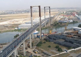 Cortes de tráfico en la SE-30 por las obras en el puente del Centenario de Sevilla