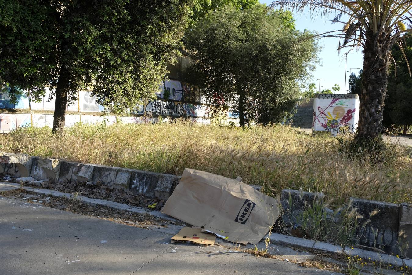 Deterioro y abandono en la orilla del río a su paso por La Cartuja y en el Paseo de Juan Carlos I