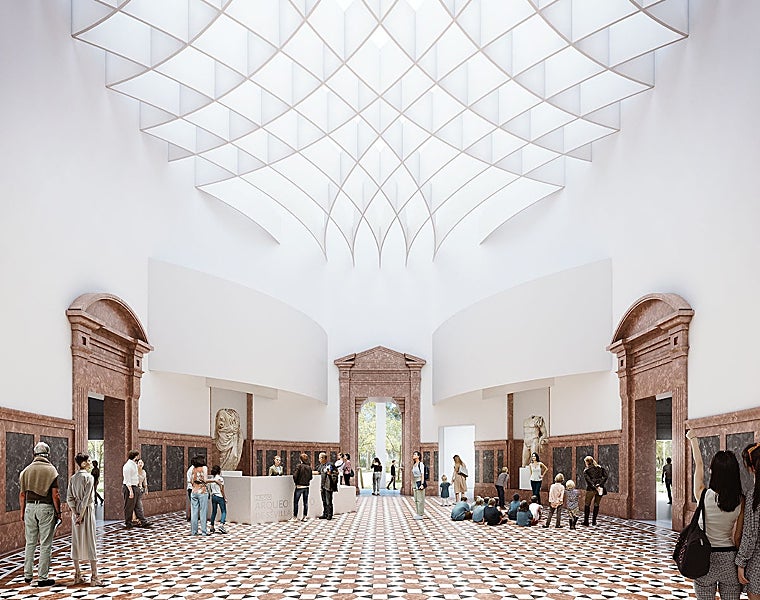 Sala oval con el nuevo lucernario que permitirá controlar la luz solar que entrara´en el edificio