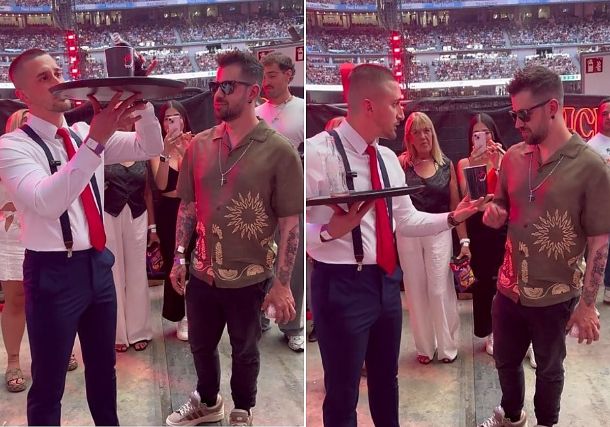 Cristian Ventura sirve una bebida a Auronplay