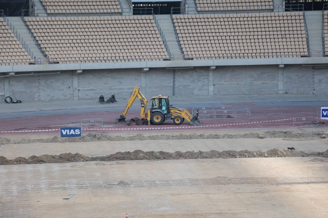 Obras en el Estadio de la Cartuja en su fase inicial