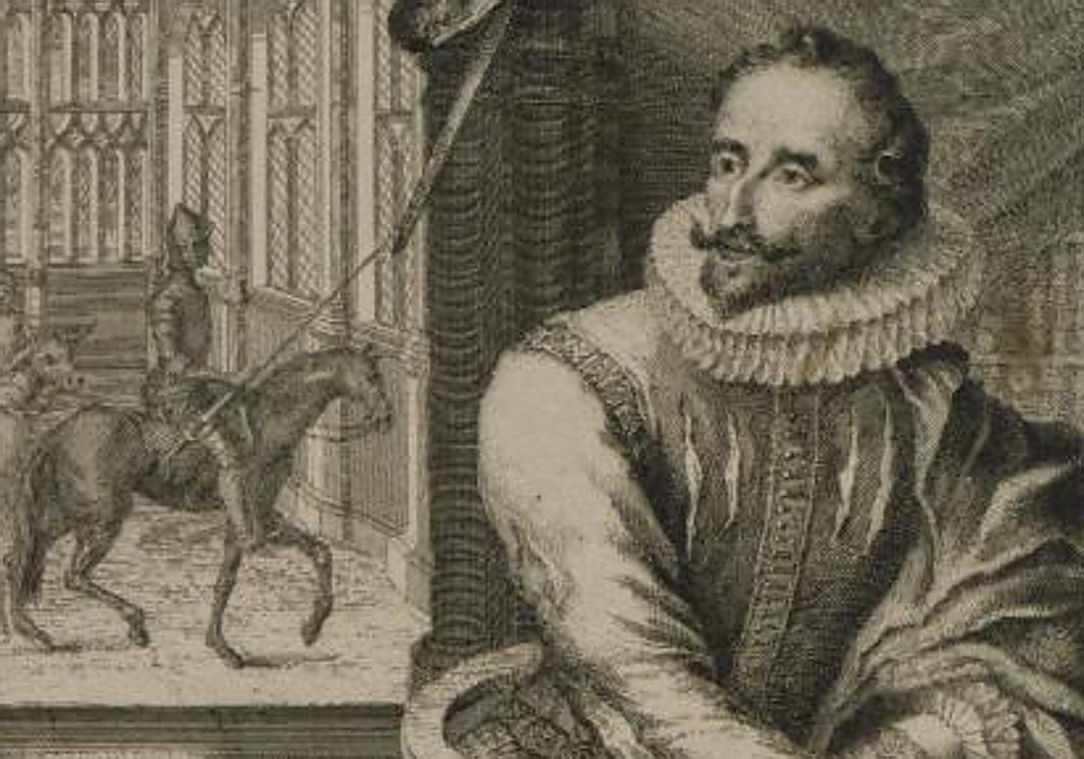 Detalle de un grabado realizado por Kent para una edición inglesa del Quijote en 1738