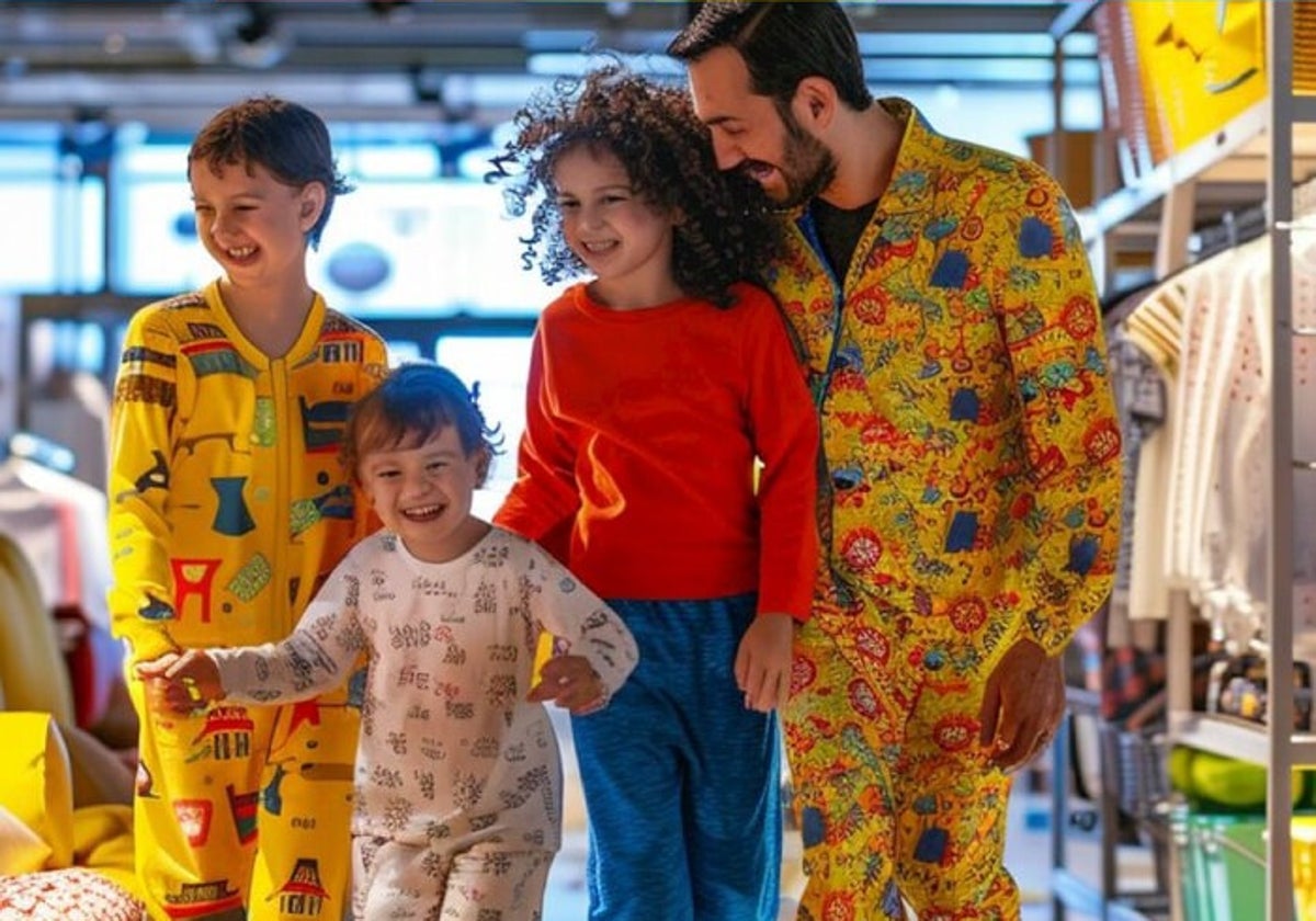 Familia acuda en pijama a una tienda de Ikea