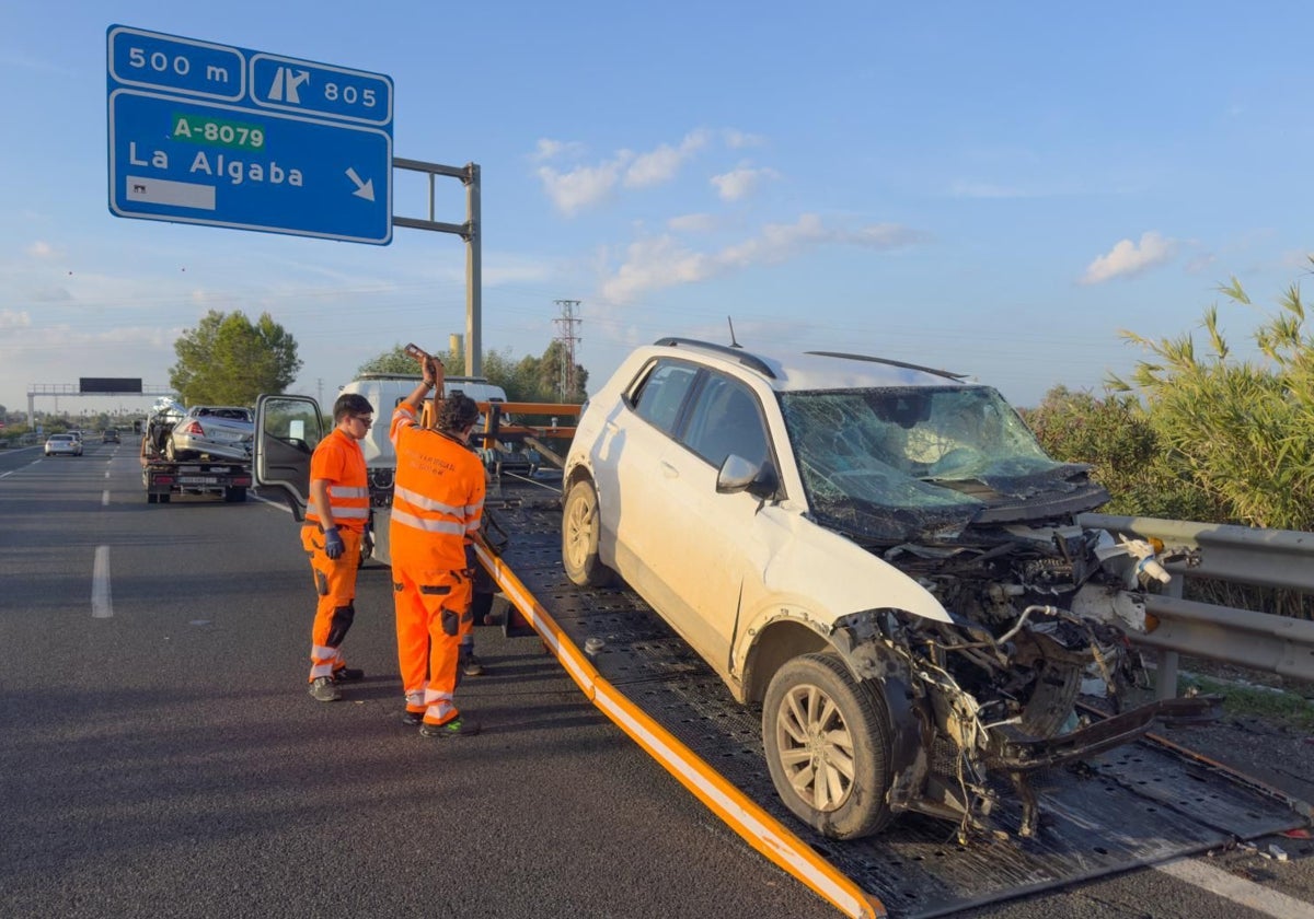 Estado en el que quedó uno de los coches siniestrados en el accidente