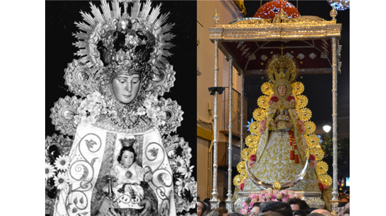 Antes y después de la talla de la Virgen del Rocío de Sevilla