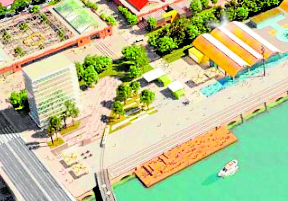 Recreación de las obras en el nuevo Distrito Portuario de Sevilla