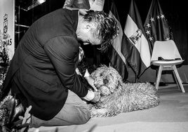 José Luis Sanz rinde homenaje a Yetro, un perro del Cuerpo de Bomberos de Sevilla que salvó a un bebé en Turquía