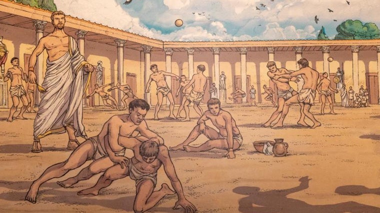 Recreación de la palestra de Itálica realizada por Arturo Redondo