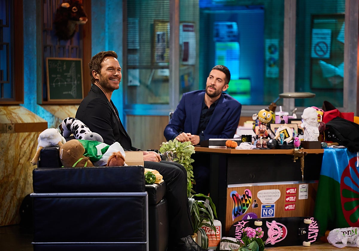 Chris Pratt en un momento de la entrevista de La Revuelta con David Broncano