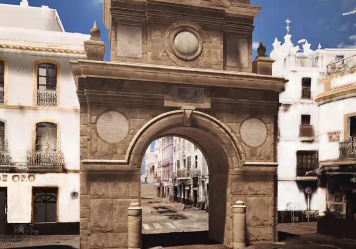 Recreación de la Puerta de la Carne de Sevilla