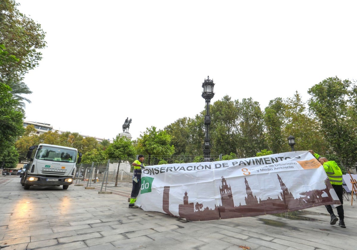 Inicio de las obras en la Plaza Nueva el pasado mes de octubre
