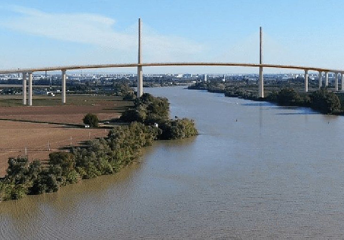 Recreación del puente de la SE-40 entre Coria del Río y Dos Hermanas