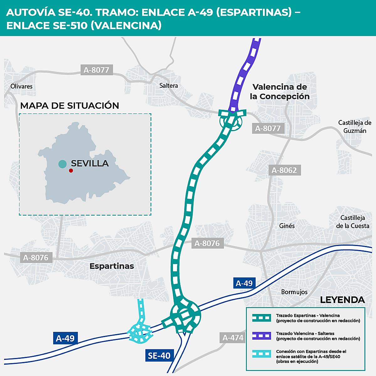 Tramo de de la autivñia SE-40 que conectará Espartinas y Valencina