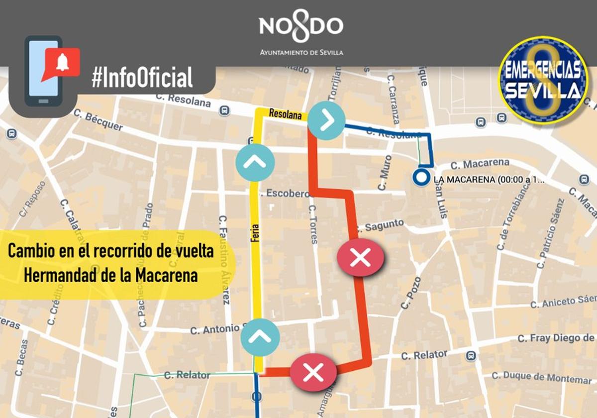 La Macarena cambia su recorrido de vuelta en la Madrugada de Sevilla