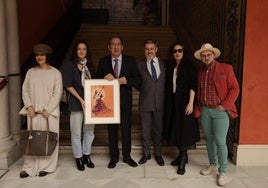 Mercedes de Córdoba, Julia Acosta, el presidente de Cajasol, Antonio Pulido, Pedro Sierra, la Tremendita y El Perrete durante la presentación del ciclo