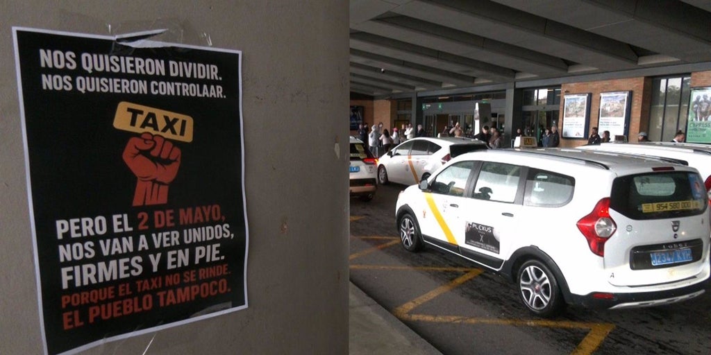 Solidaridad del taxi satura el tráfico con una protesta en Sevilla y anuncia huelga el miércoles de Feria