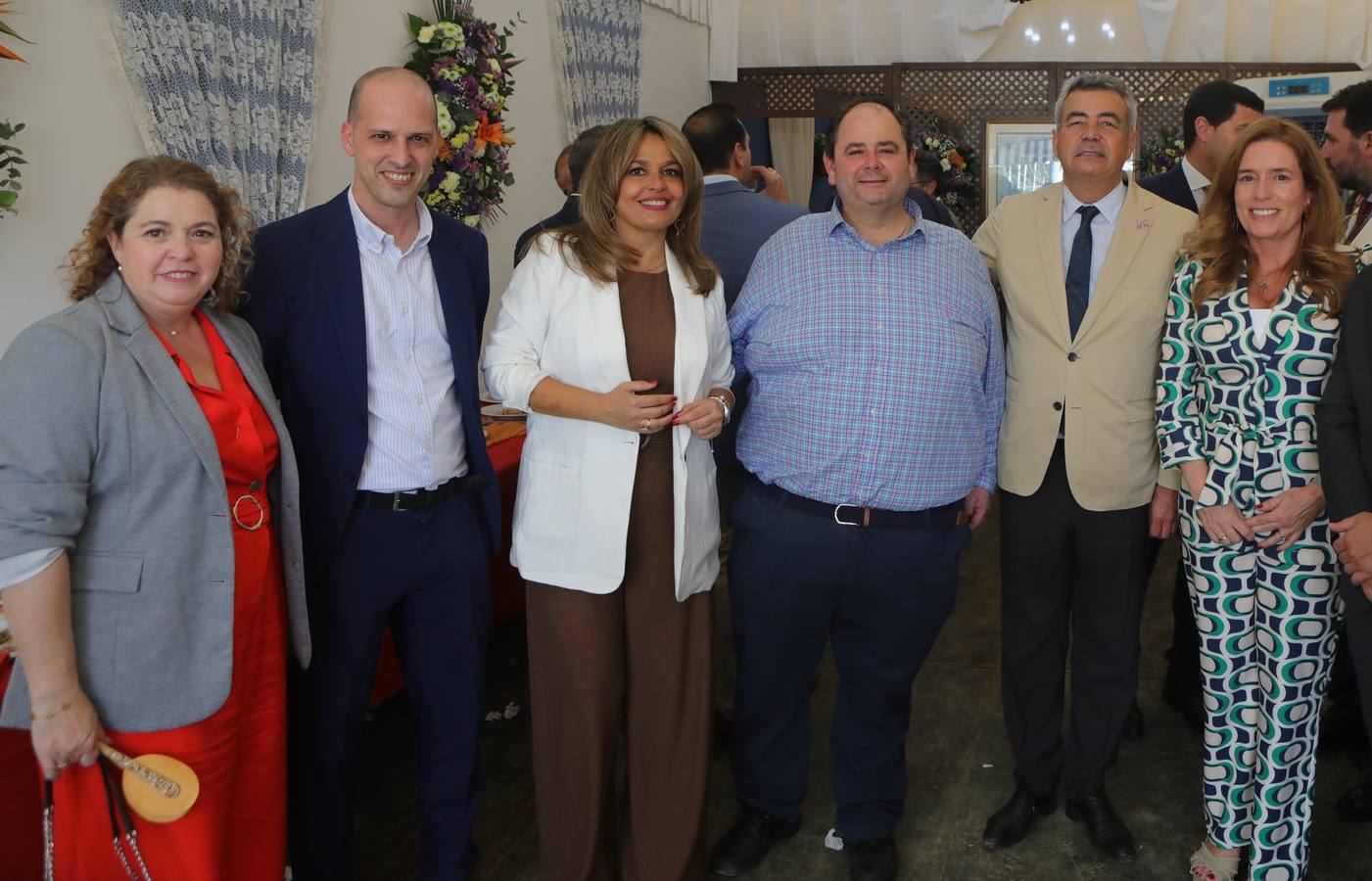 Eva Spínola, Luis Navas, Evelia Rincón, Salvador López Florencio, José Ramón Navarro y Silvia Llerena, en la recepción de Mercasevilla
