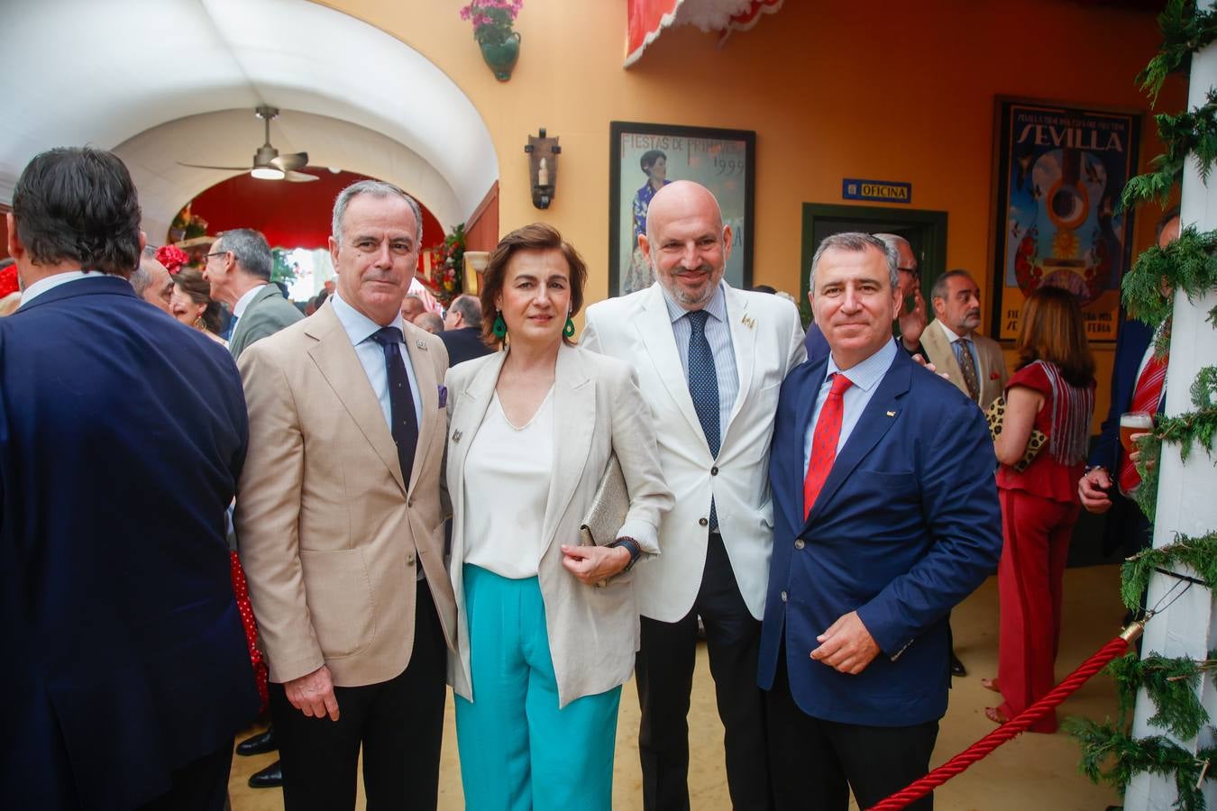 Recepción de la peña El Tranvía. Carlos Melero, Claudia Boesch, Manolo Alés y Benito Mateos Nevado